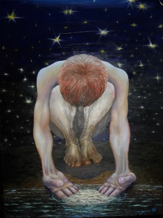 Пустовая Инна Петровна. «Звездопад». Стиль – экспрессионизм. Масло. Холст.60х80. 2024г. г. Джанкой.